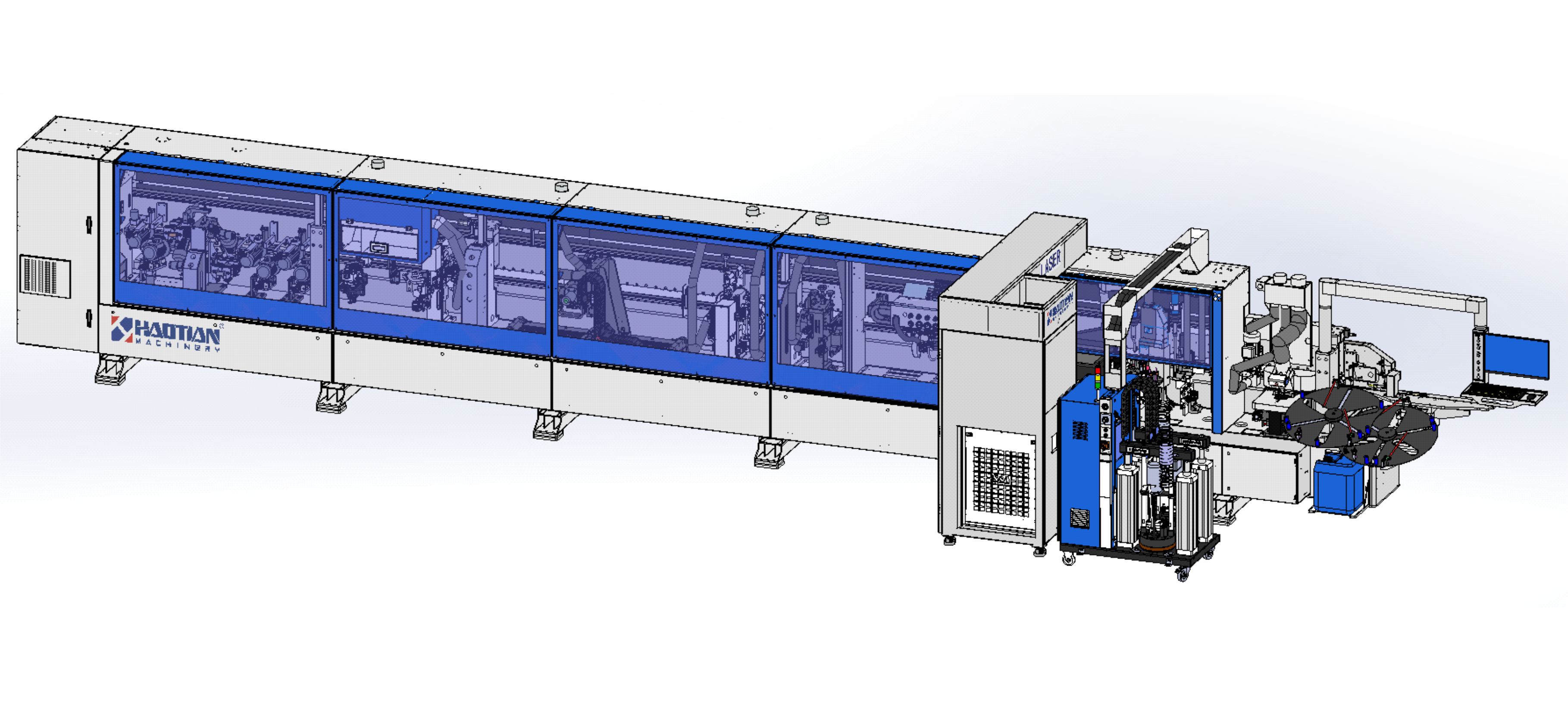 YEB-350H/12/13+L PUR2 LASER(激光和單軸雙膠多色PUR 板件厚度自動(dòng)測(cè)量 伺服送帶及大壓輪驅(qū)動(dòng)